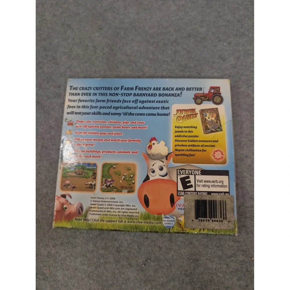 Farm Frenzy 2 PC CD-ROM Viva Media Bonus Jewel Quest Barnyard Simulation Game - Picture 2 of 2